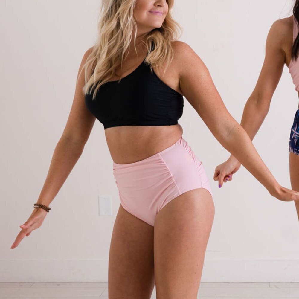 High Waist Ruched Bikini Bottom Soft Pink - Picture 10 of 10